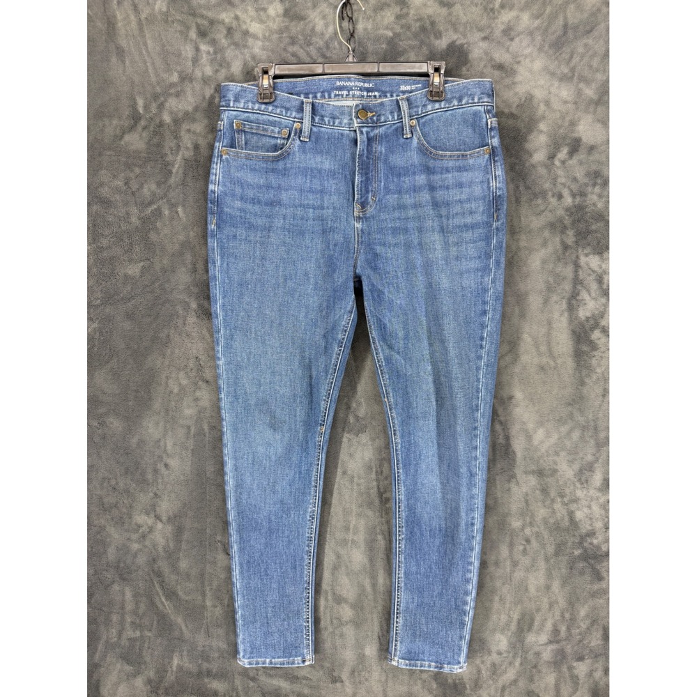 Banana Republic Travel Stretch Jeans Mens 33x30 Skinny Fit Mid Blue 875021-01